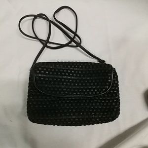 Ganson woven black leather shoulder purse or clutc